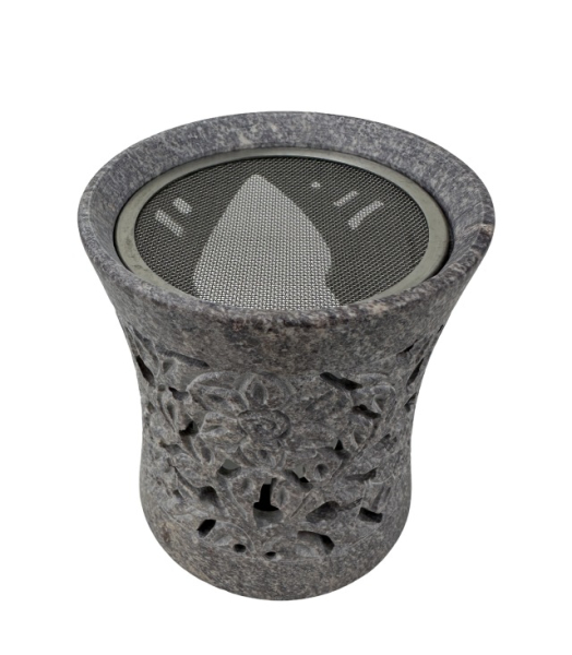 Räuchestövchen klein natur mit 60 mm Edelstahlsieb aus Speckstein